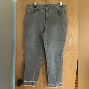 Chico's Gray Jeans with Frayed Hem size 12